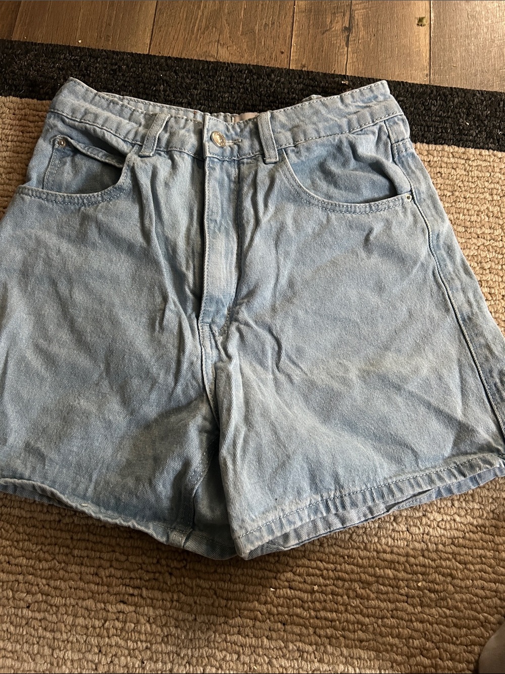 Princess Polly Light Blue High-Rise Denim Shorts
